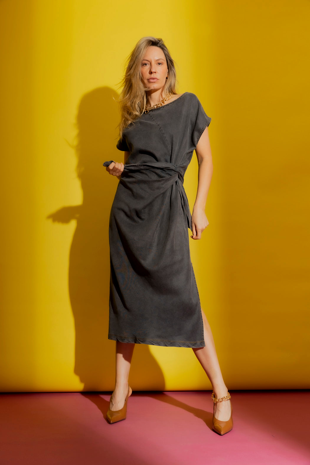 Washed Black Tencel Denim Harlow Dress Washed Black