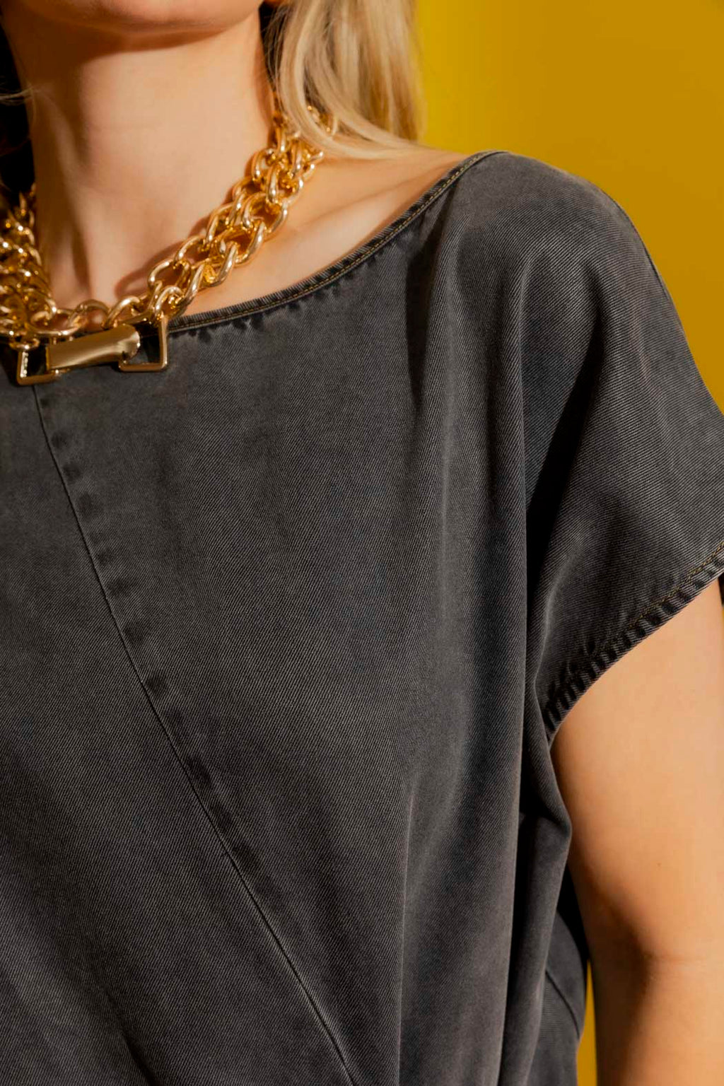 Washed Black Tencel Denim Harlow Dress Washed Black