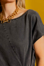 Washed Black Tencel Denim Harlow Dress Washed Black