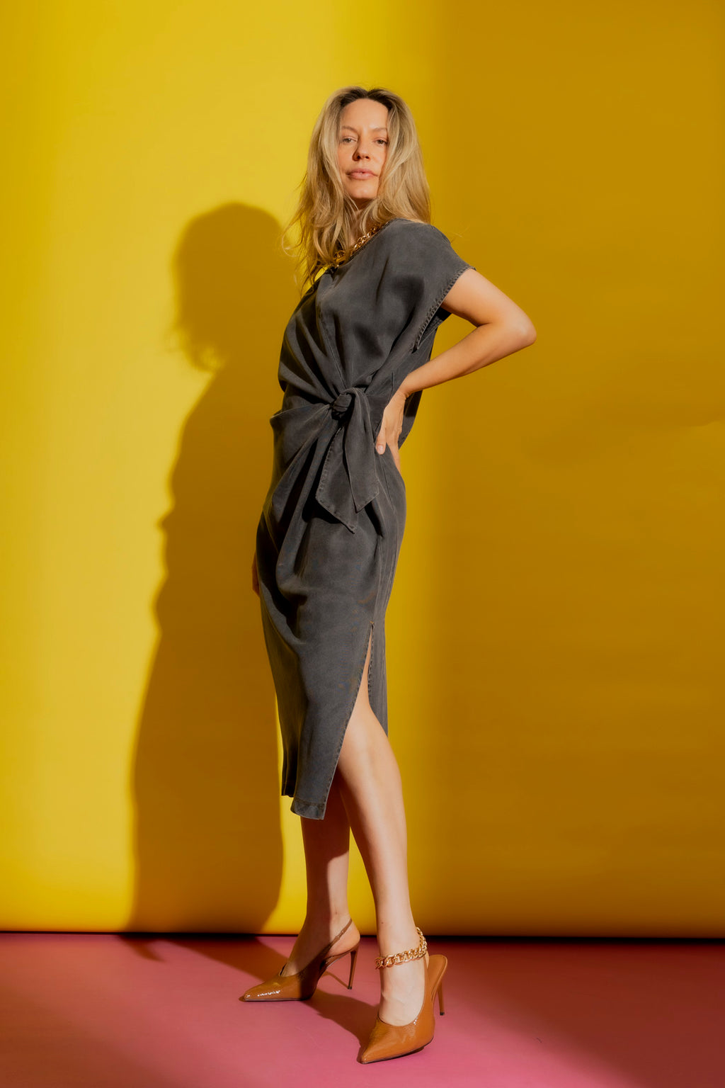 Washed Black Tencel Denim Harlow Dress Washed Black