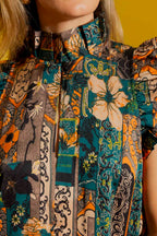 Patchwork Ruffle Maxi Dress