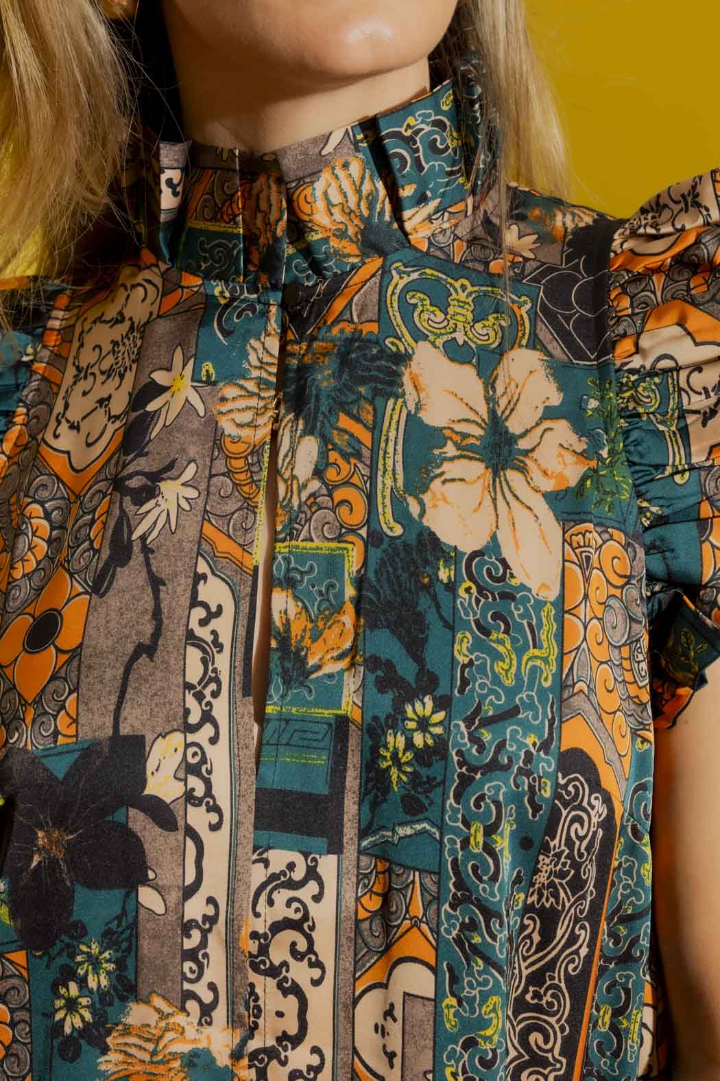 Patchwork Ruffle Maxi Dress