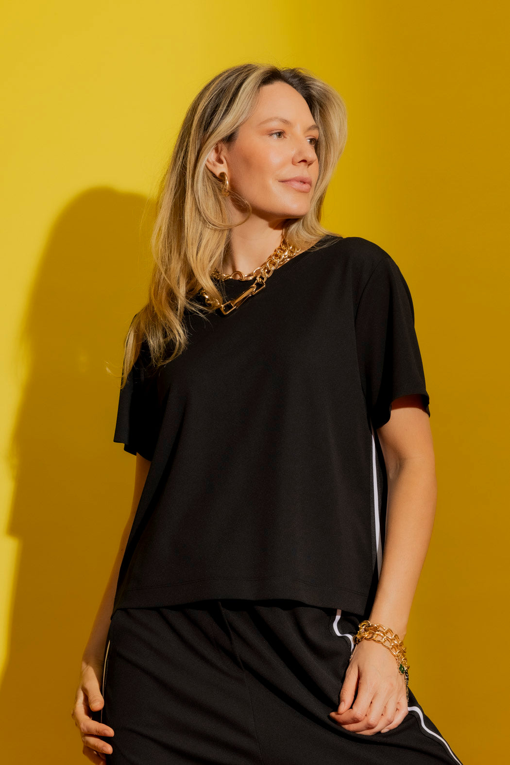 Black Side Stripe Tee