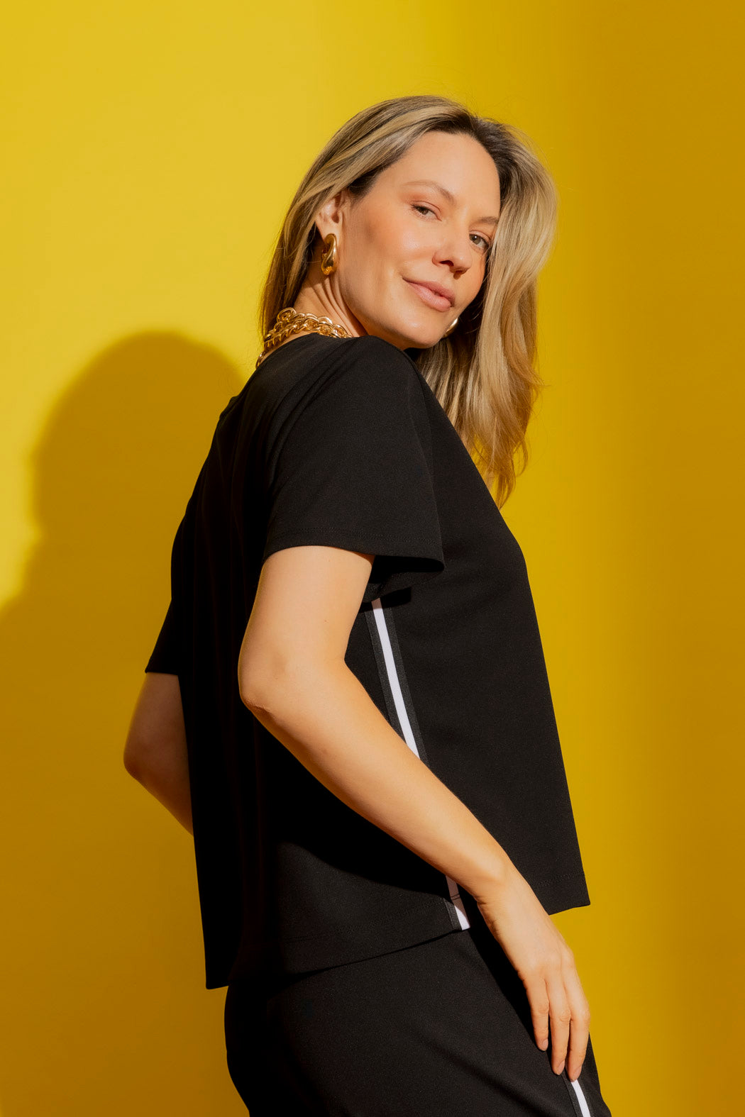 Black Side Stripe Tee