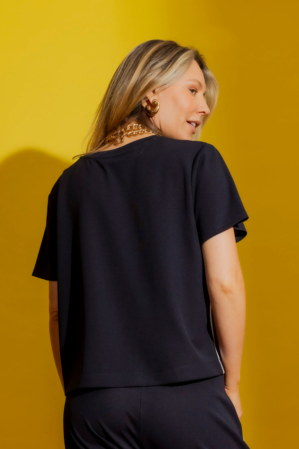 Navy Side Stripe Tee