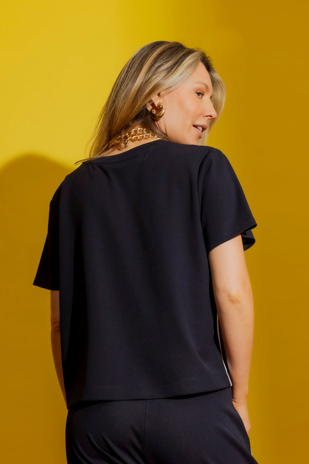 Navy Side Stripe Tee