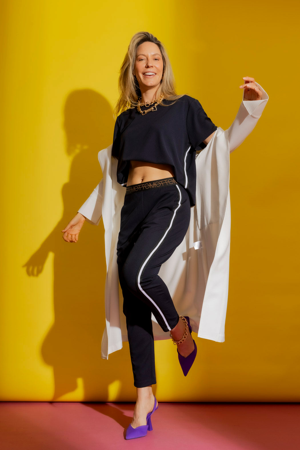 Navy Side Stripe Pant