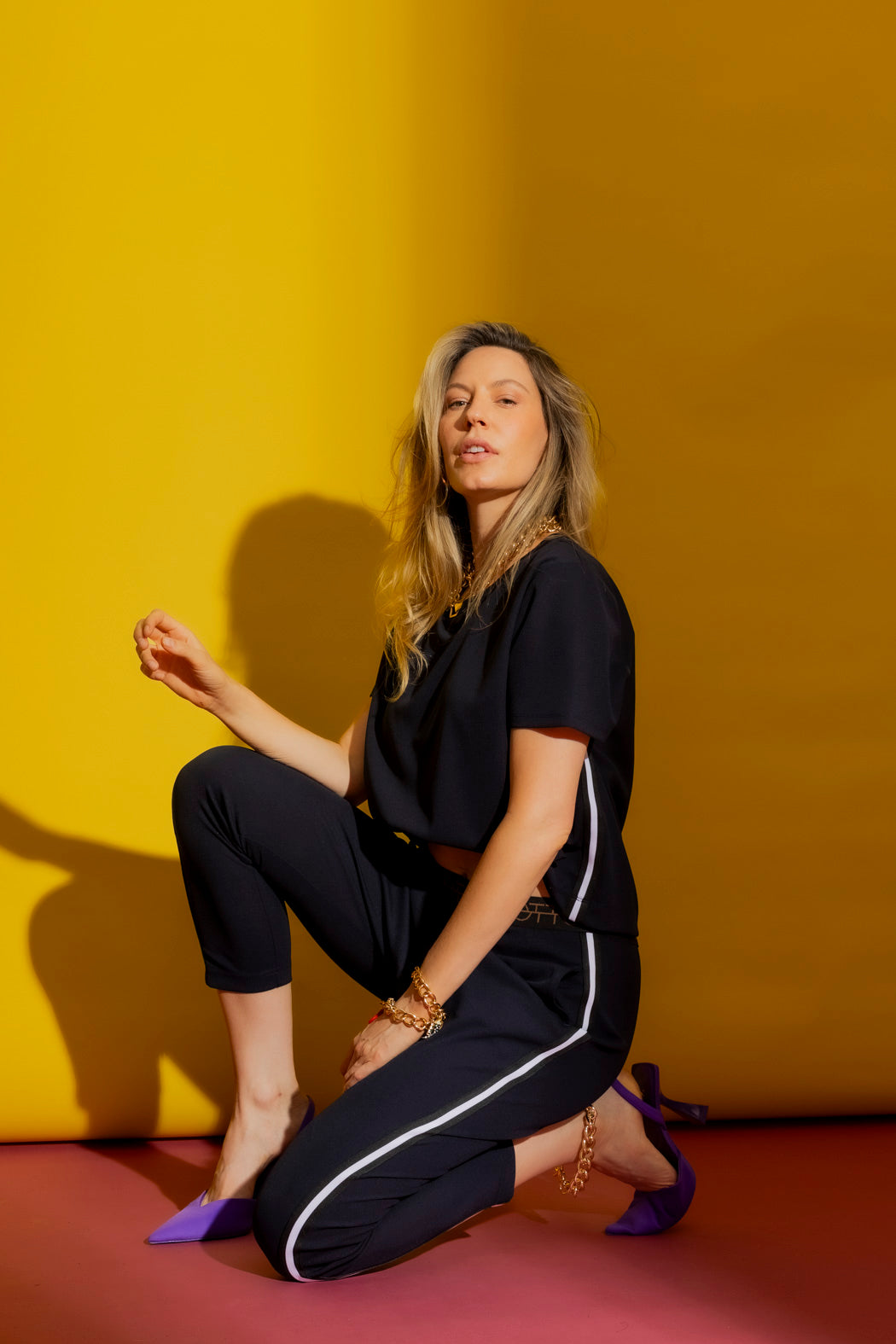 Navy Side Stripe Pant
