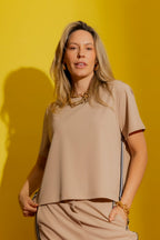 Taupe Side Stripe Tee