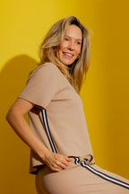 Taupe Side Stripe Tee