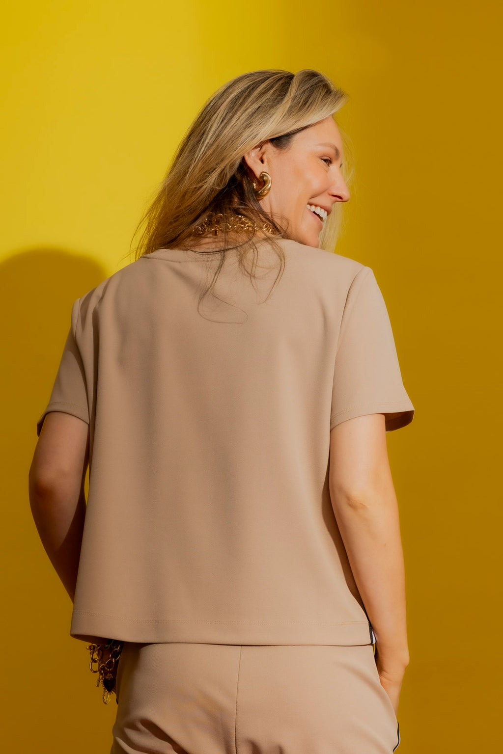 Taupe Side Stripe Tee