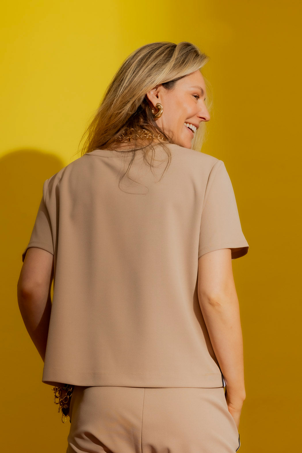 Taupe Side Stripe Tee