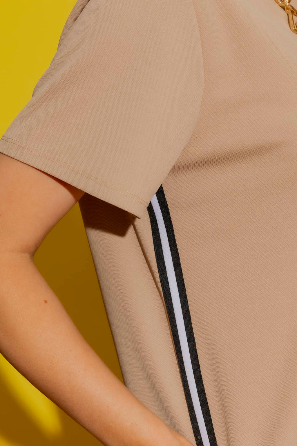 Taupe Side Stripe Tee