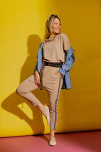 Taupe Side Stripe Pant