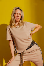 Taupe Side Stripe Tee