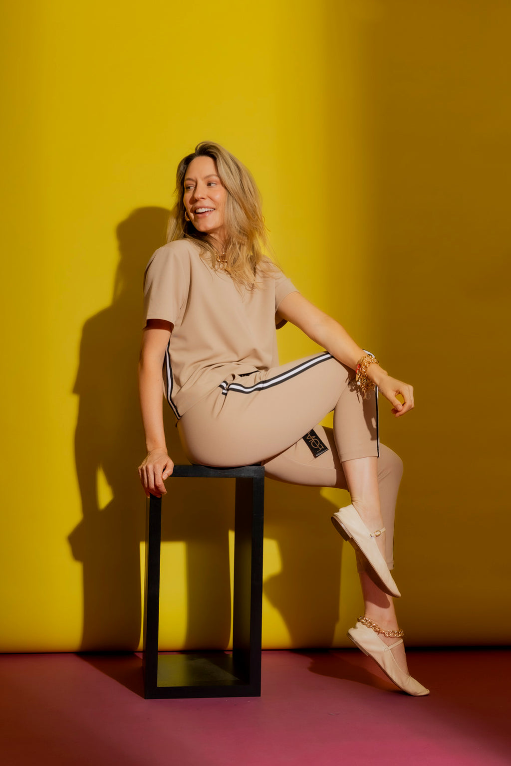 Taupe Side Stripe Pant