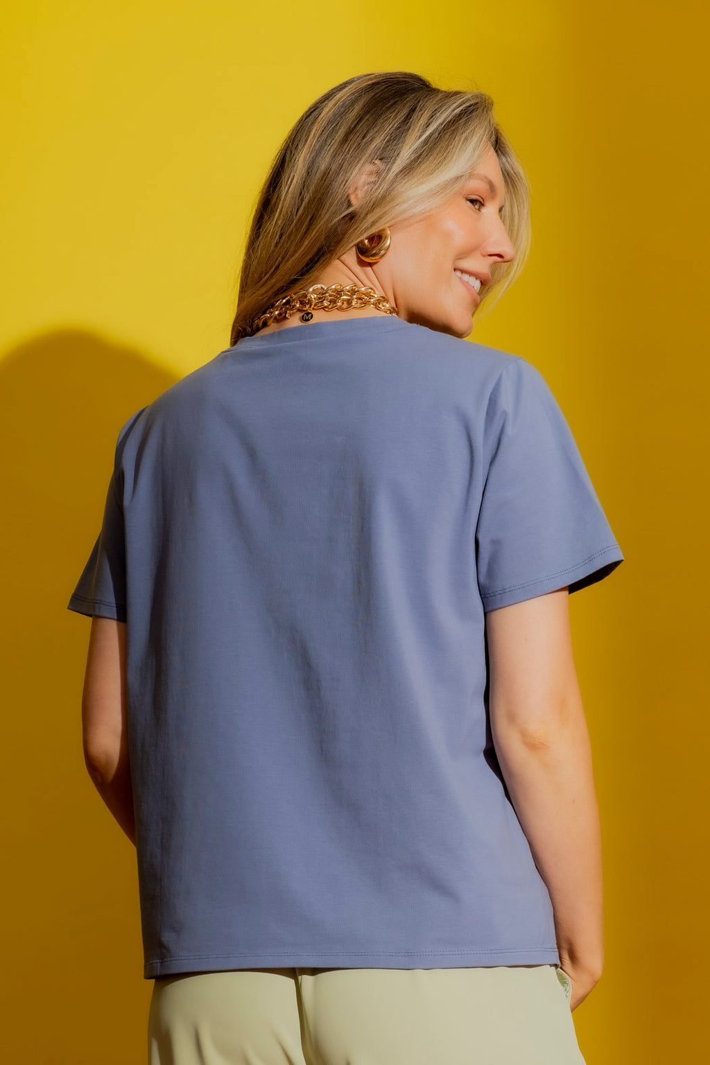 Denim V Neck T-Shirt