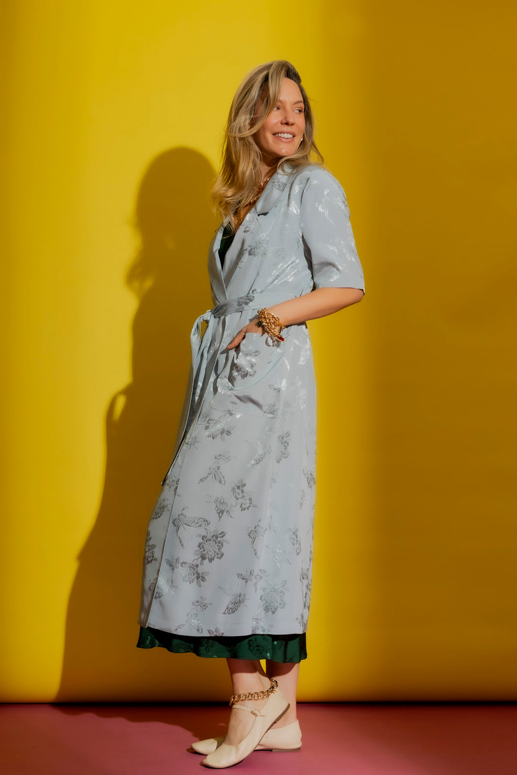 Pale Blue Embossed Trench Pale Blue