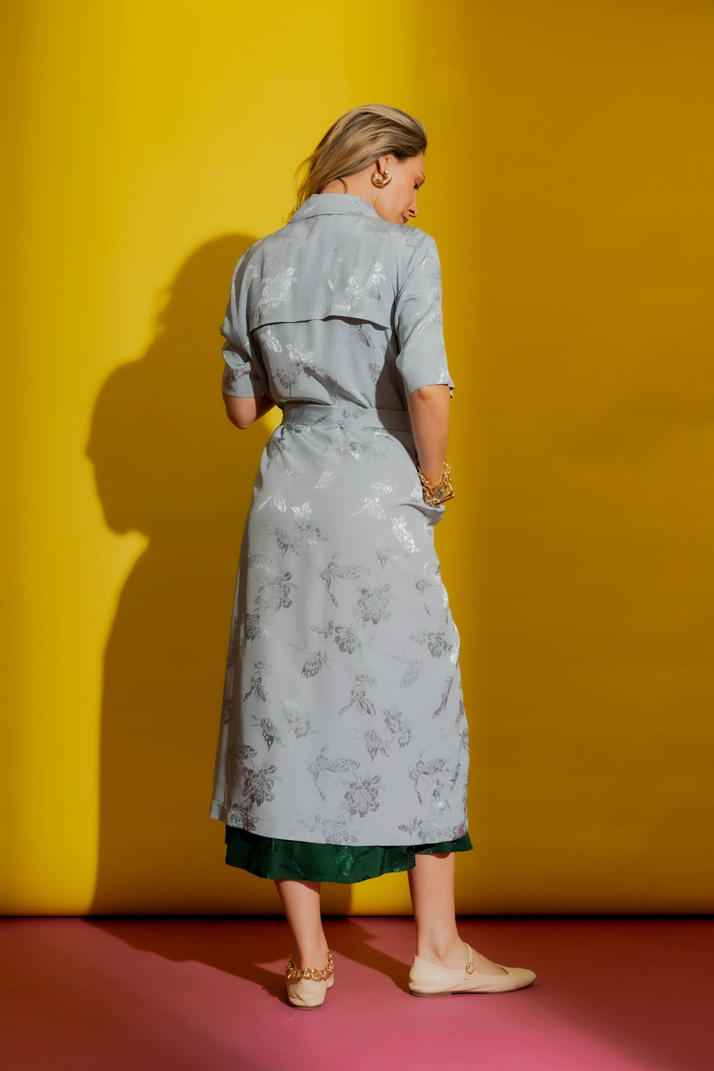 Pale Blue Embossed Trench Pale Blue