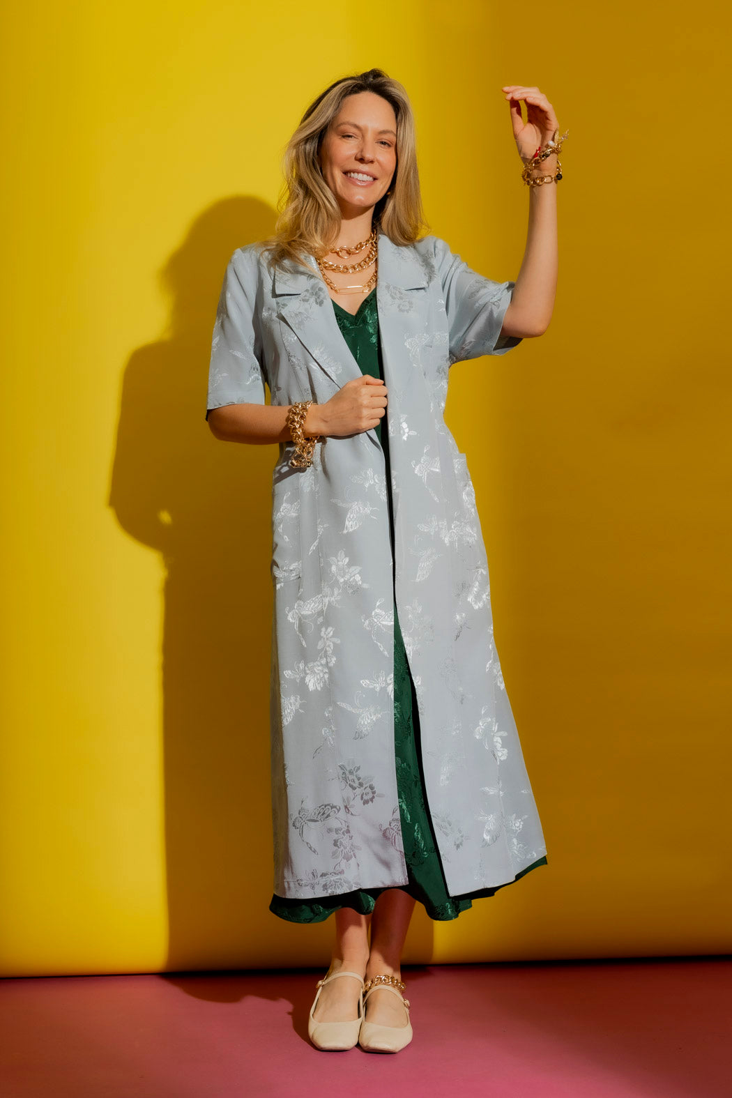 Pale Blue Embossed Trench Pale Blue