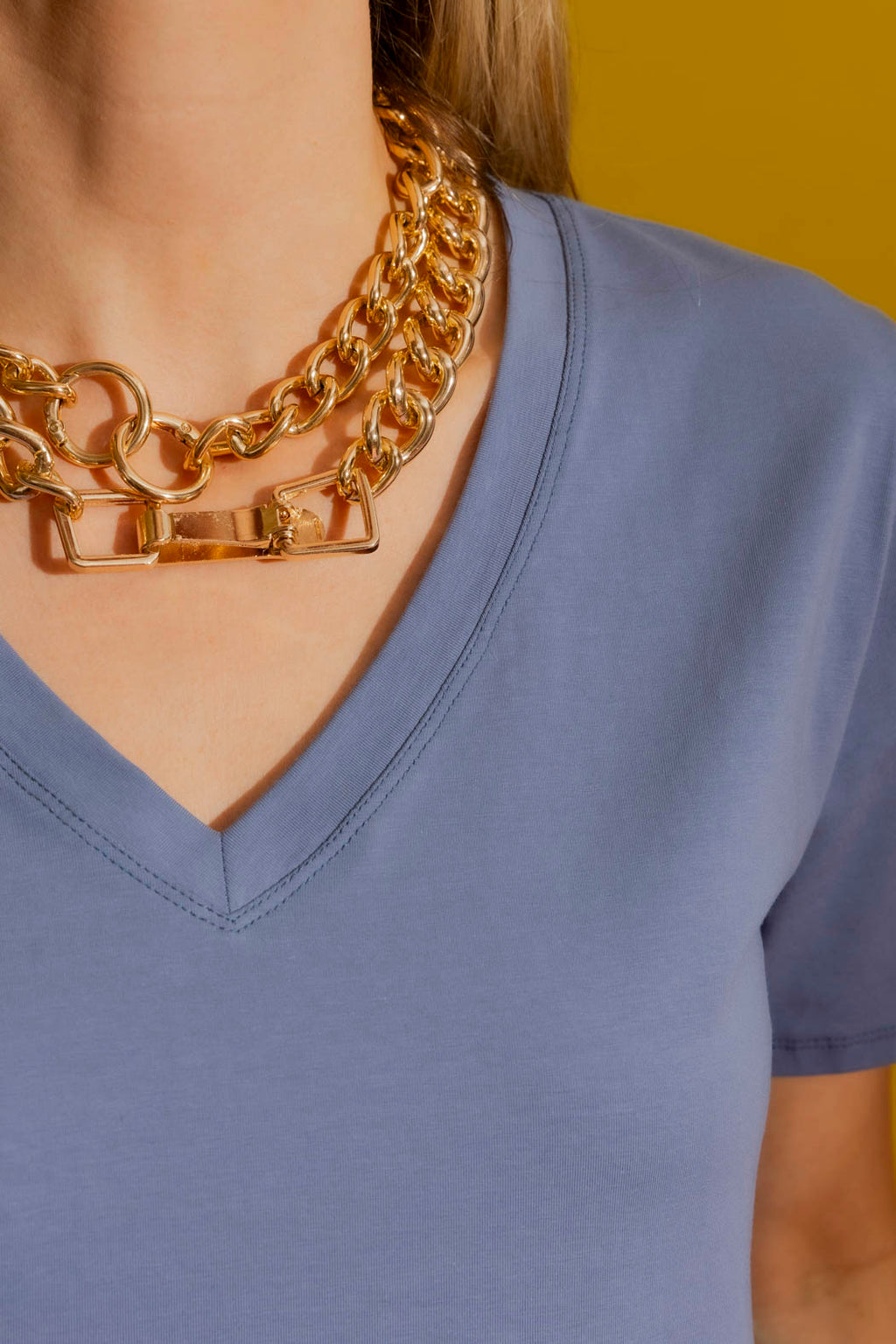 Denim V Neck T-Shirt