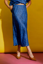 Cobalt Silky Bias Skirt