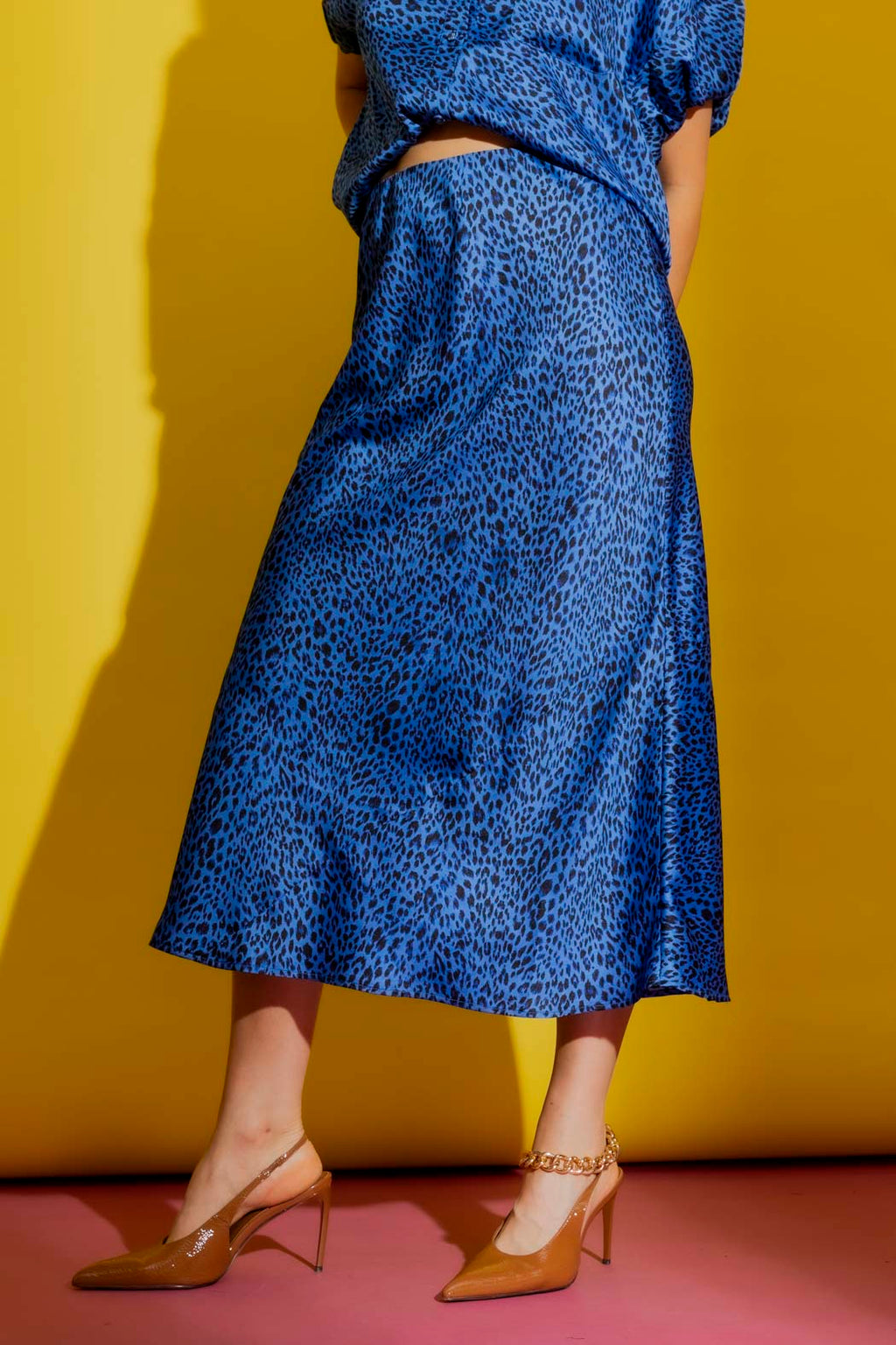 Cobalt Silky Bias Skirt
