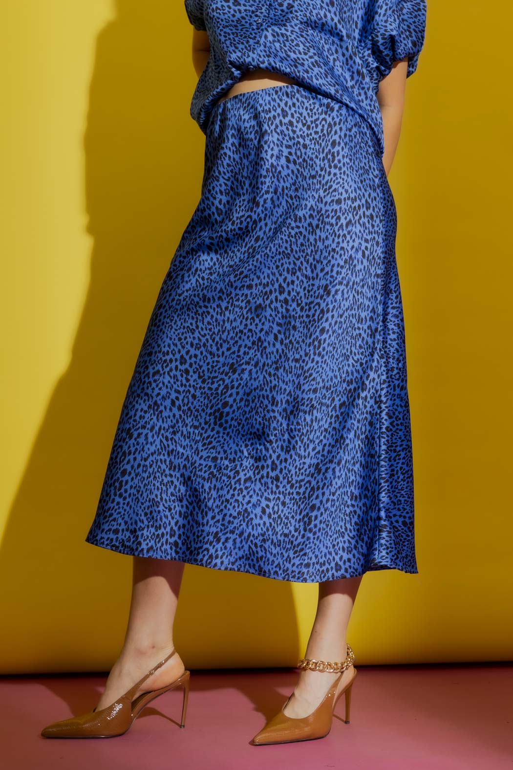 Cobalt Silky Bias Skirt