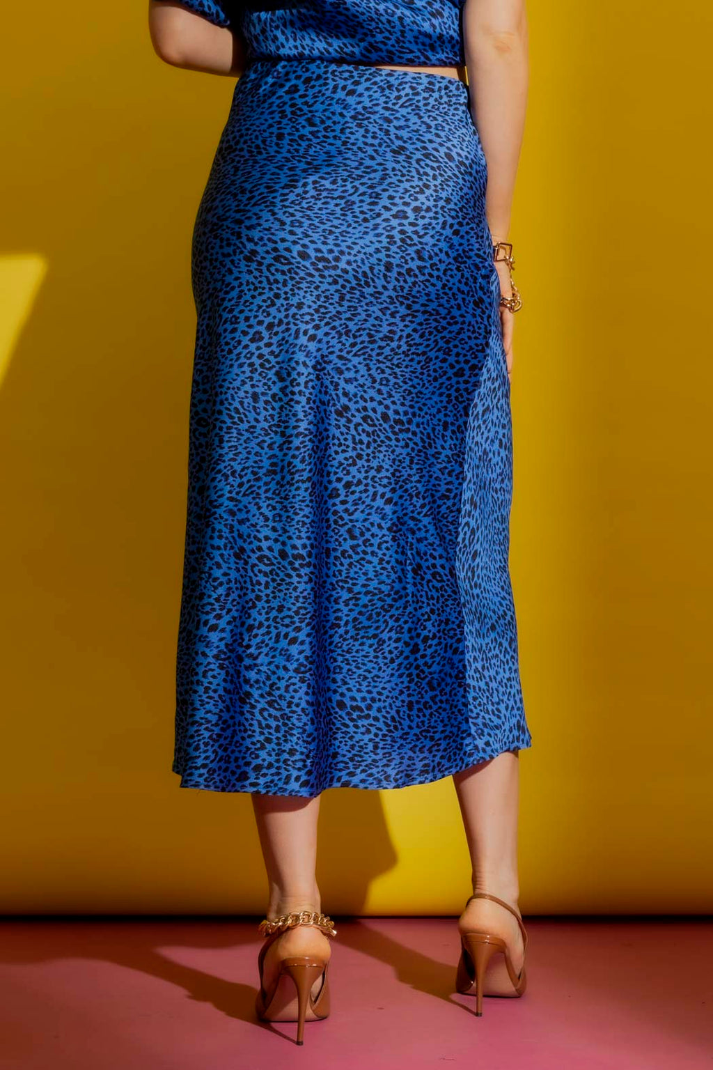 Cobalt Silky Bias Skirt