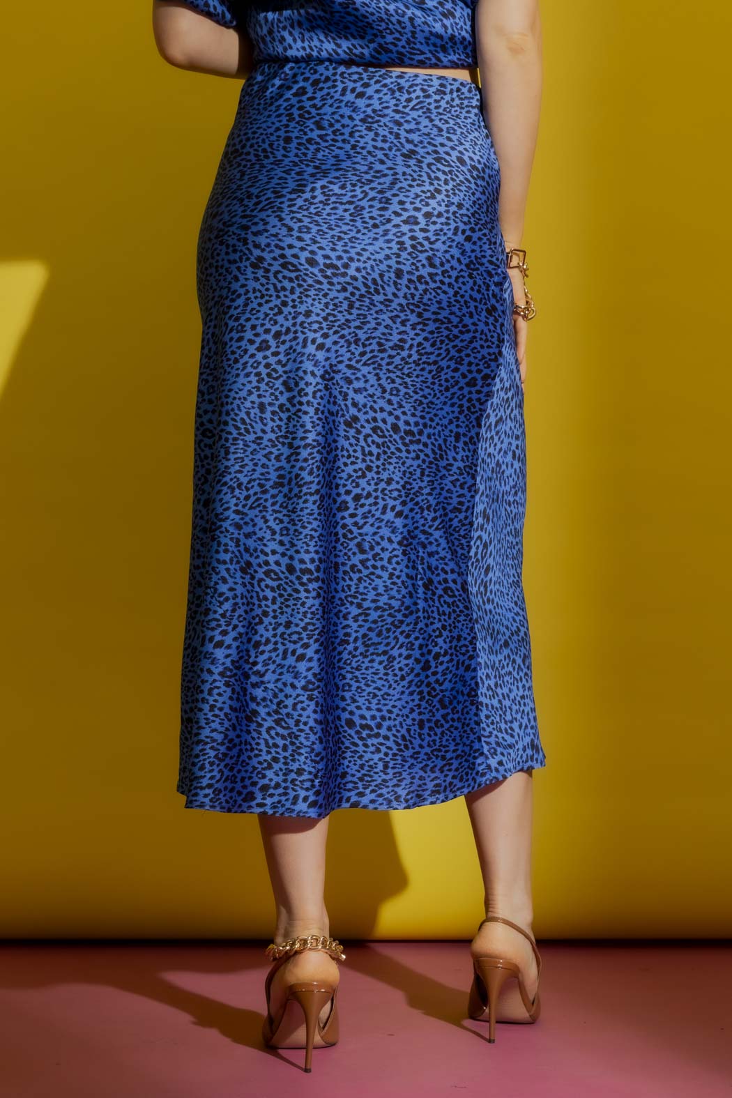Cobalt Silky Bias Skirt