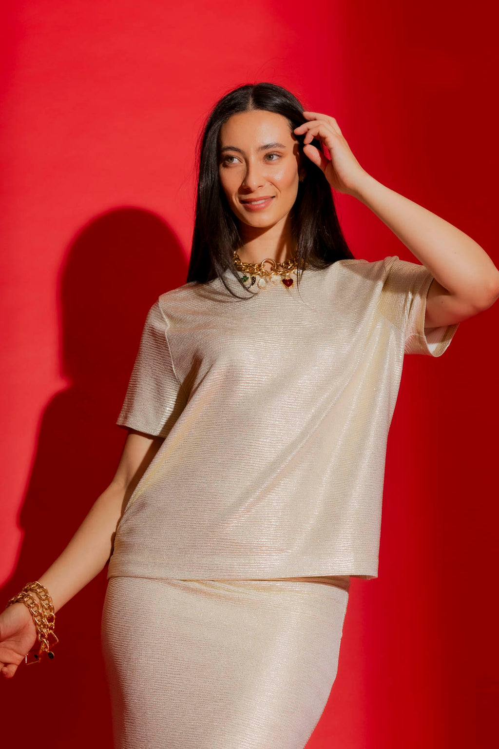 Gold Sparkle Crew Tee