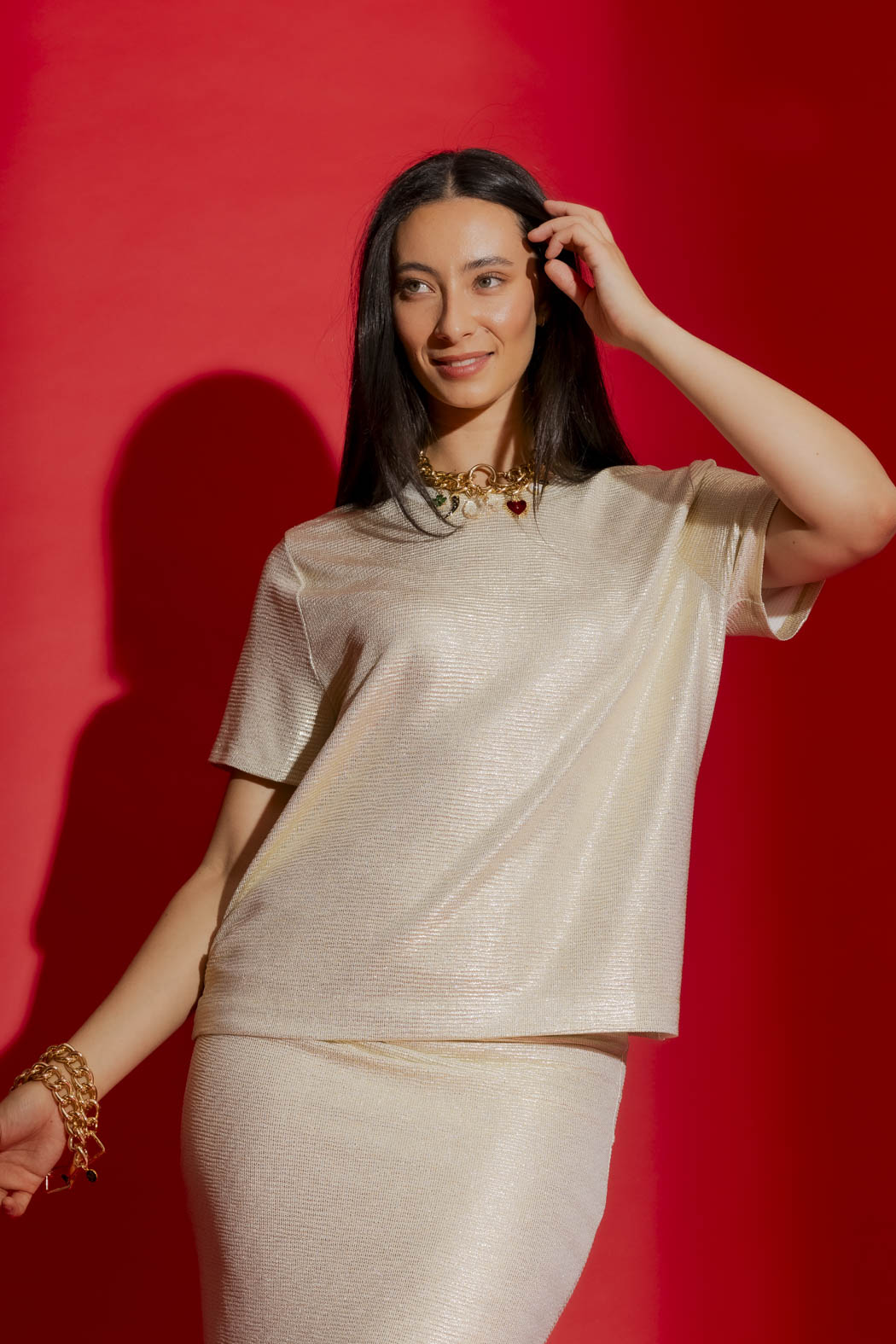 Gold Sparkle Crew Tee