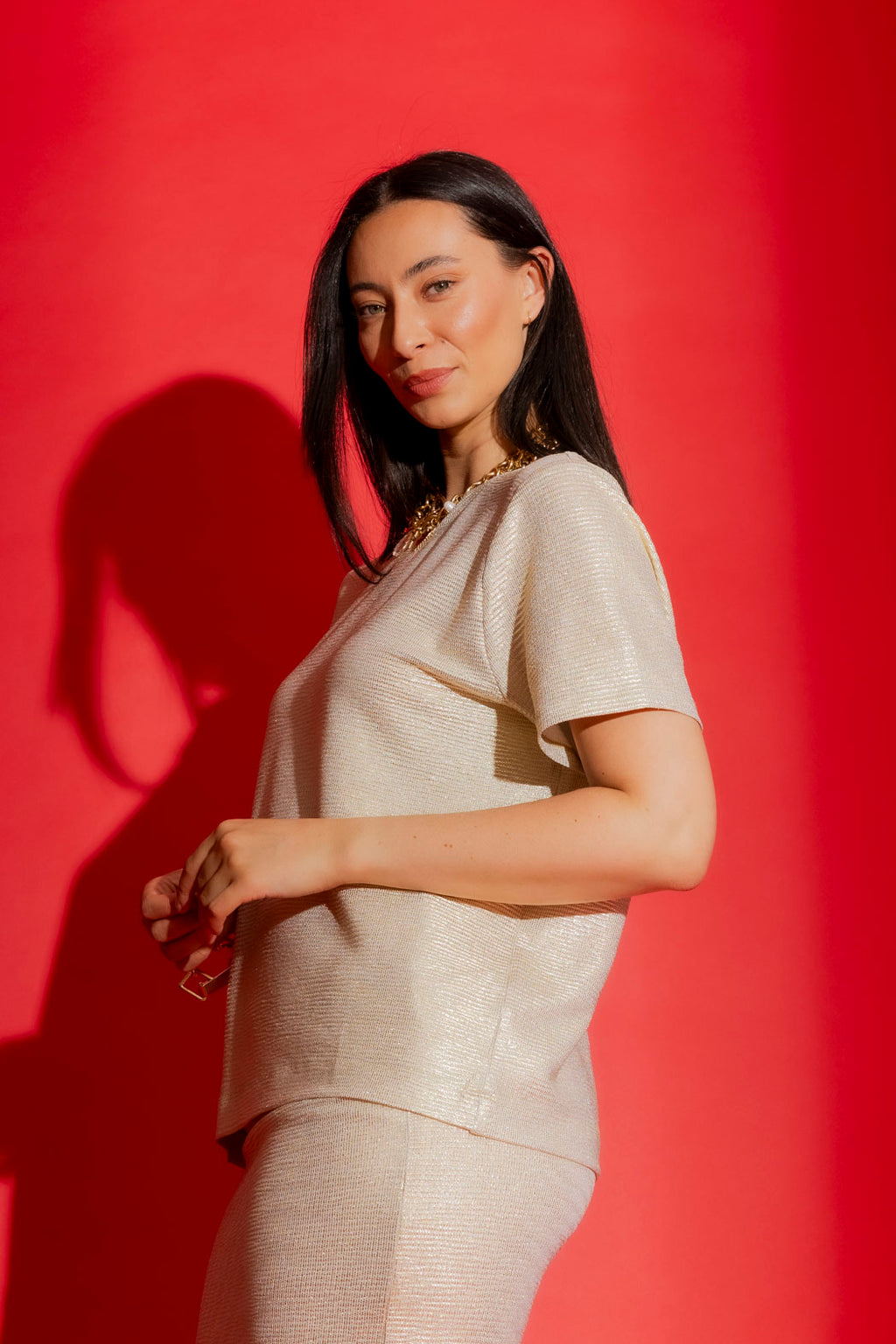 Gold Sparkle Crew Tee