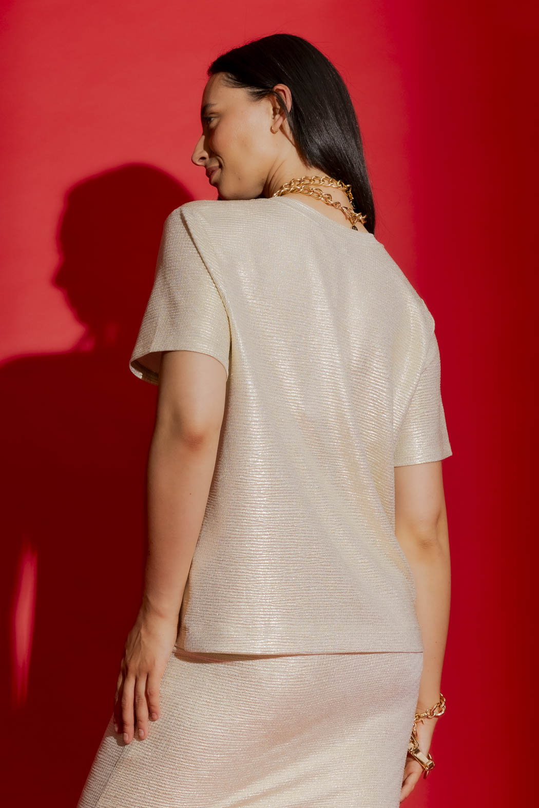 Gold Sparkle Crew Tee