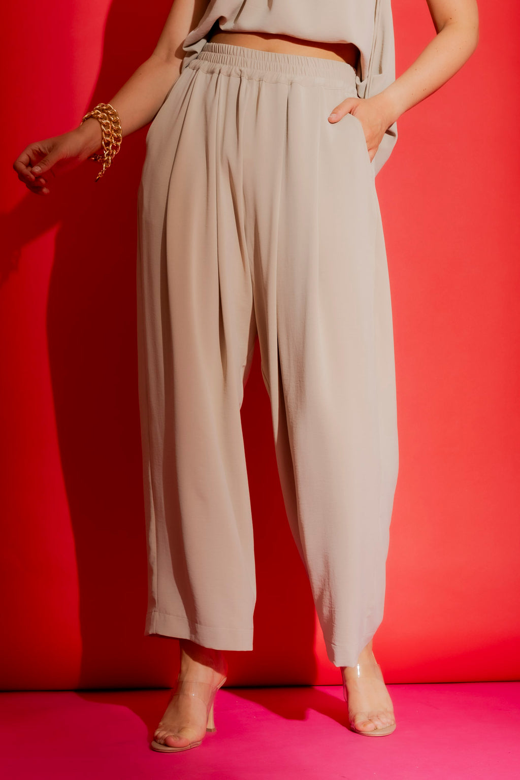 Stone Pull On Pleat Pant