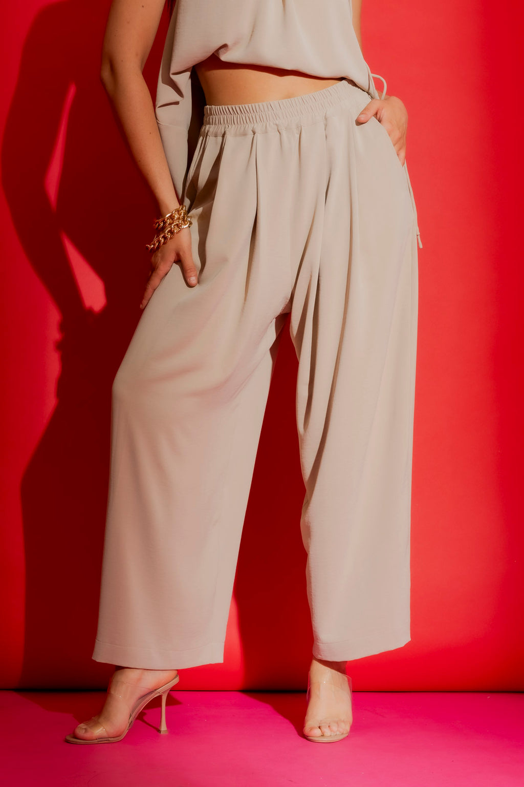Stone Pull On Pleat Pant