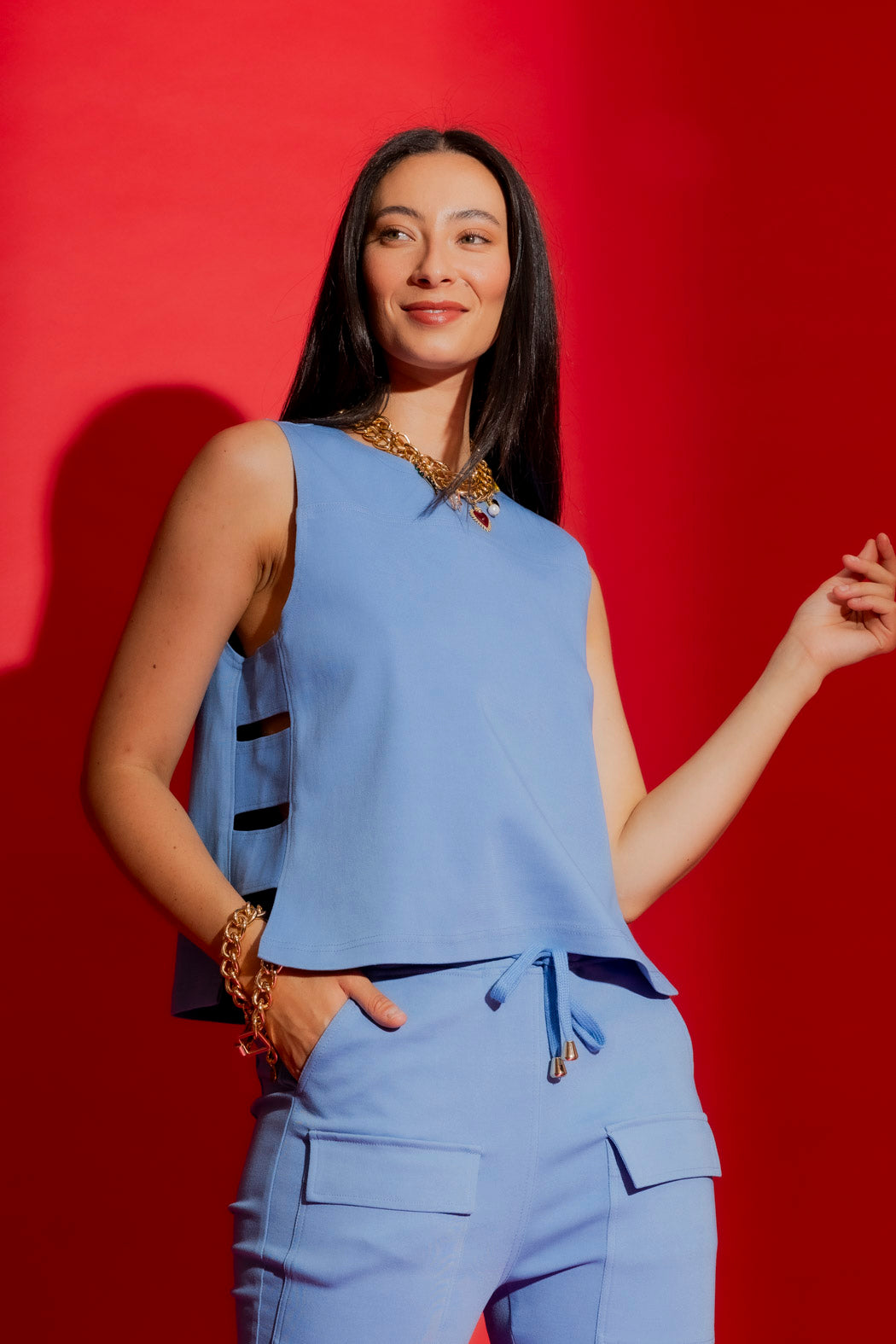 Cornflower Cutout Top