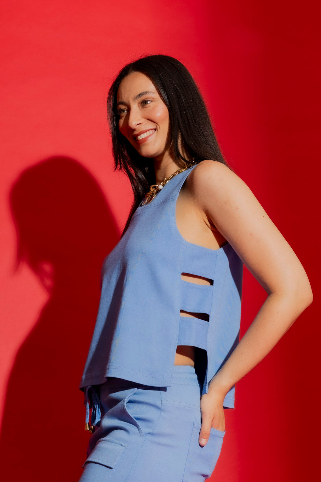 Cornflower Cutout Top