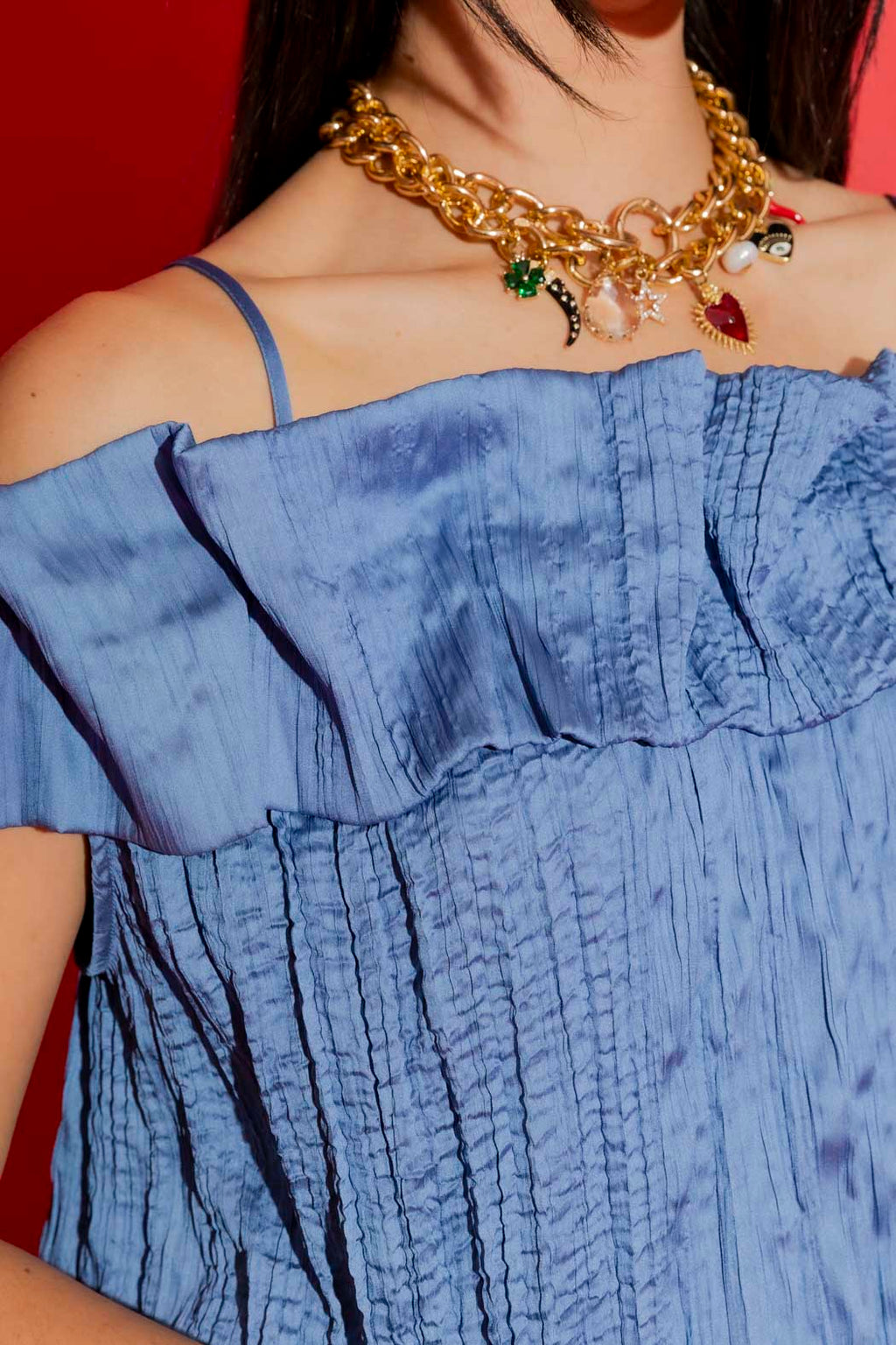 Cornflower Blue Ruffle Top Cornflower Off Shoulder Ruffle Top – Motto AU