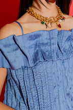 Cornflower Off Shoulder Ruffle Top