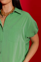 Green Bubble Sleeve Shirt