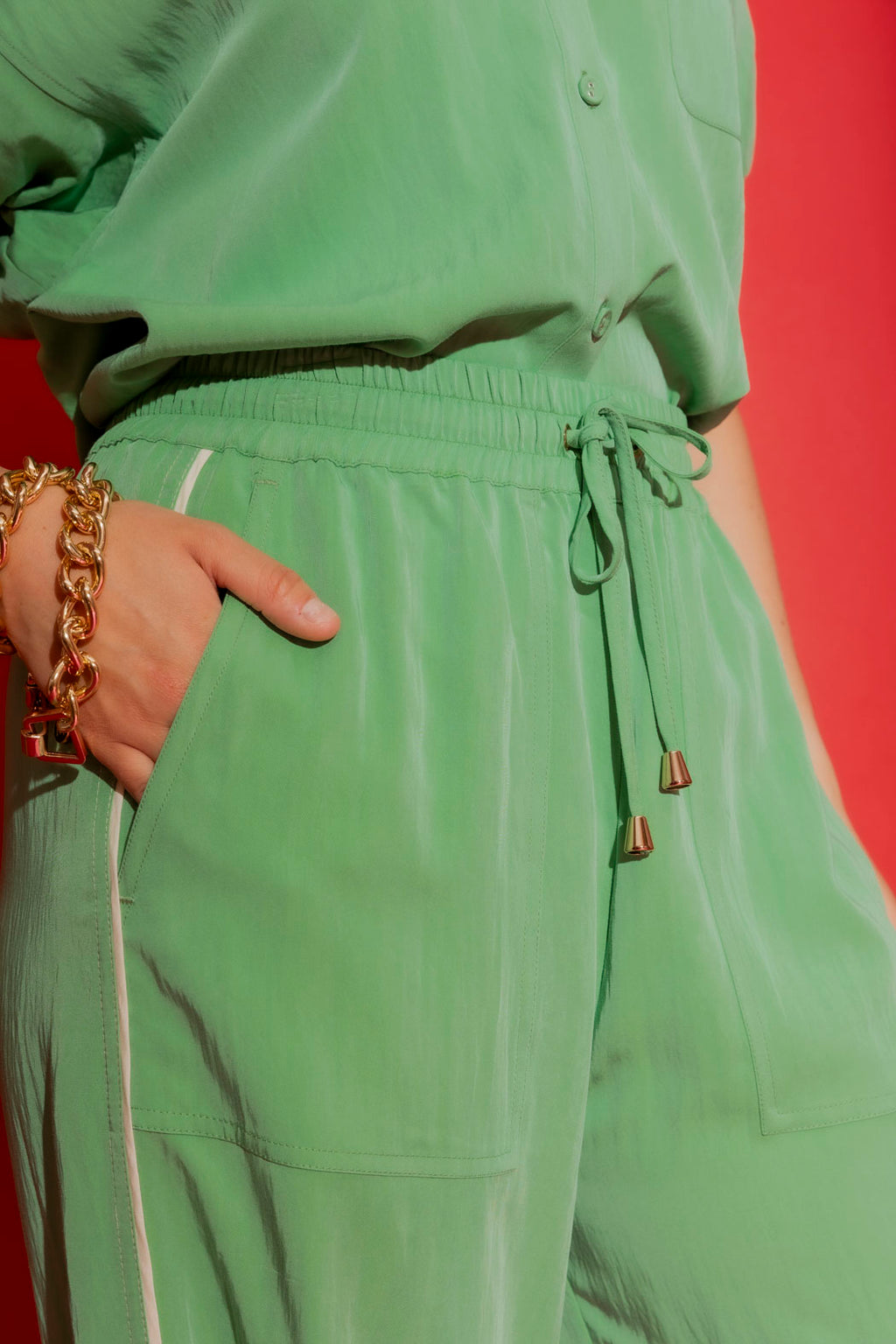 Green Piped Culottes