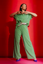 Green Bubble Sleeve Shirt