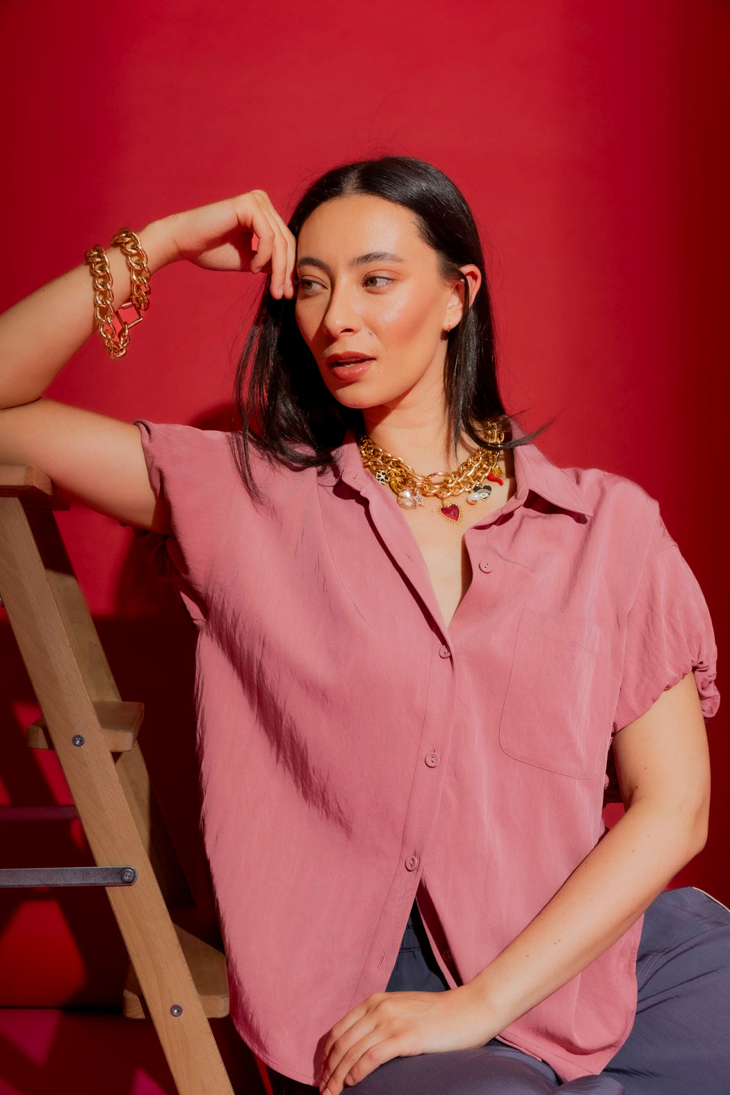 Dusty Pink Bubble Sleeve Shirt Dusty Pink