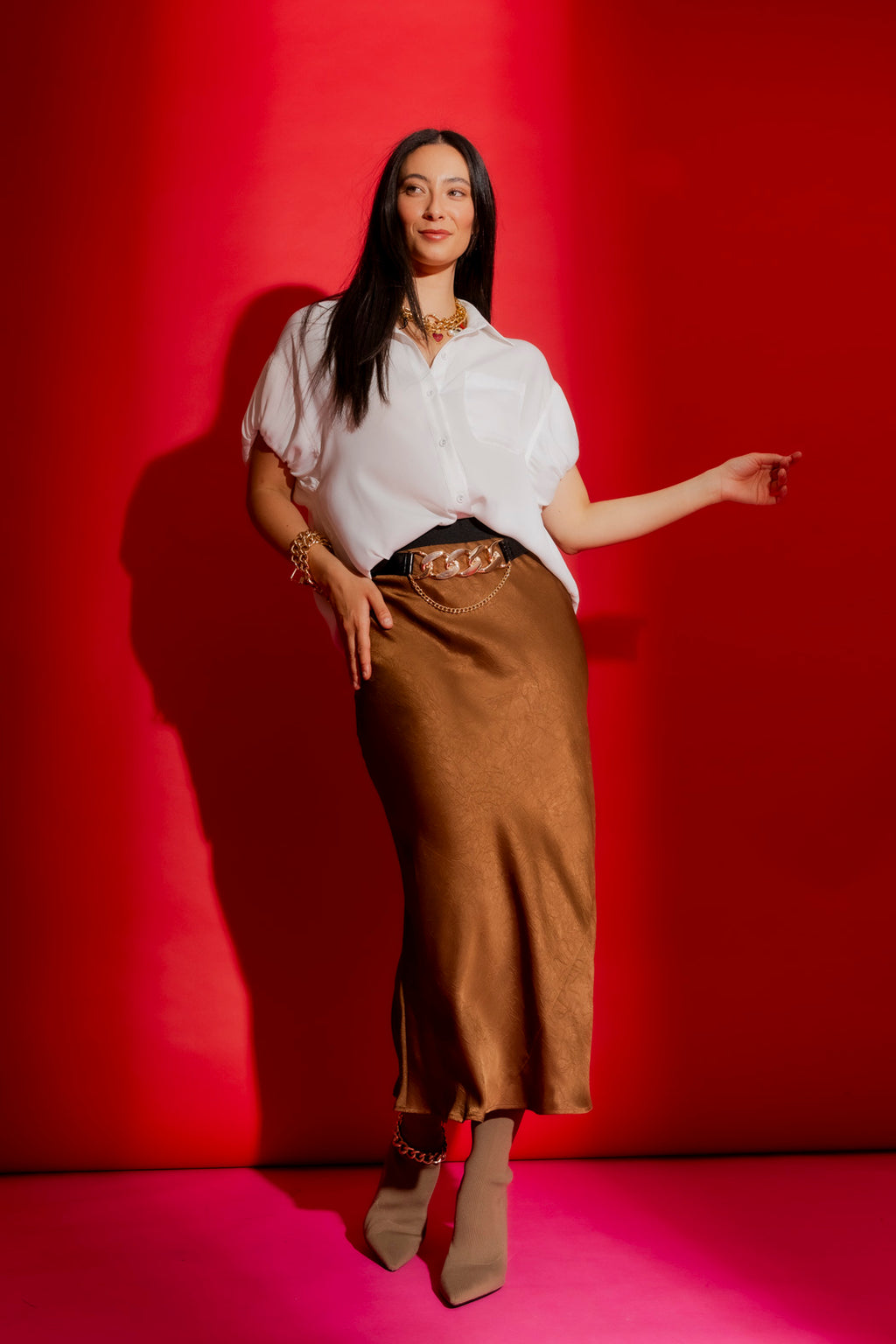 White Bubble Sleeve Shirt