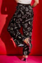 Black Print Silky Classic Culotte