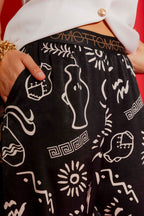 Black Print Silky Classic Culotte