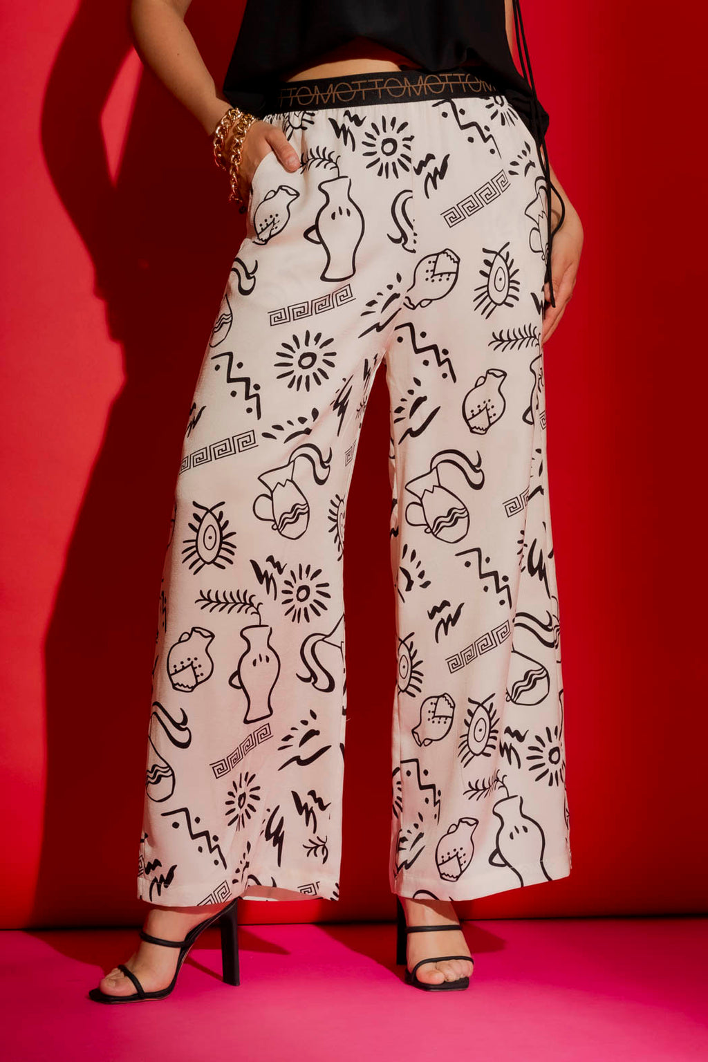 Ivory Print Silky Classic Culotte