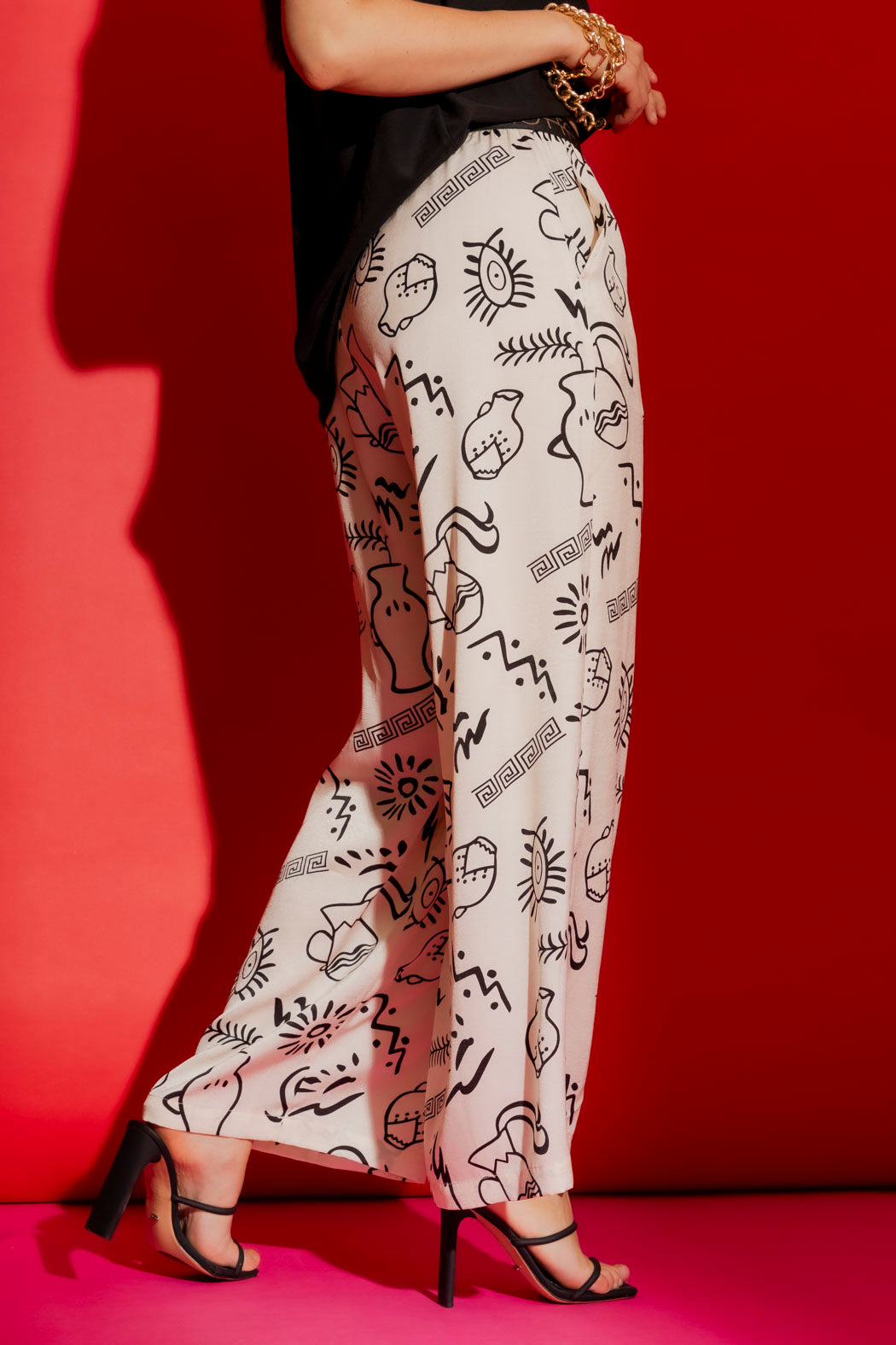 Ivory Print Silky Classic Culotte