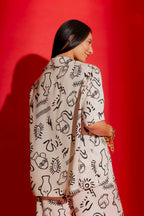 Ivory Print Silky Casual Shirt